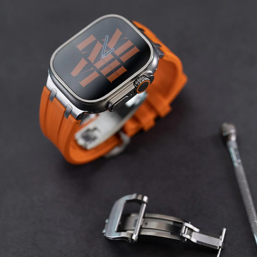 NEW AP Thick Silicone Band With Titanium Adapter For Apple Watch - Image 5