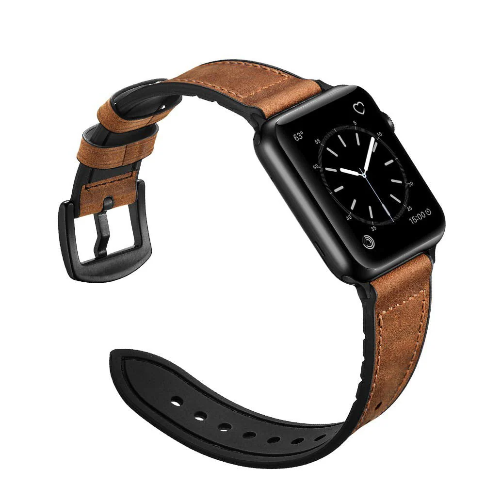 Leather Silicone Apple Watch Band - Image 3