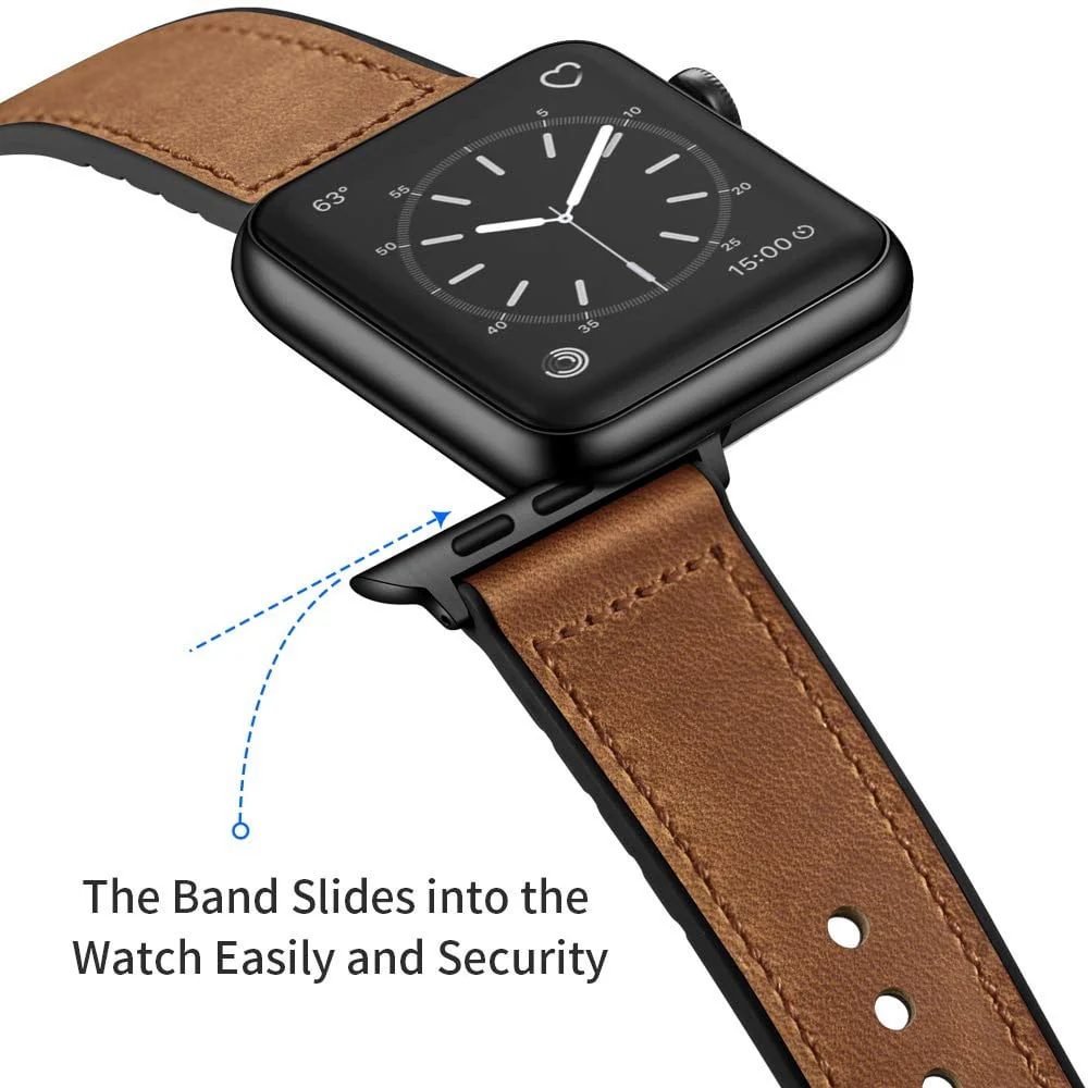 Leather Silicone Apple Watch Band - Image 4