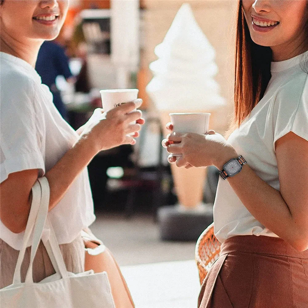 Natural Red Sandalwood & Metal Watch Band - Image 6